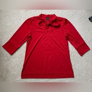 Worthington 3/4 Sleeve Red PussyBow Tunic